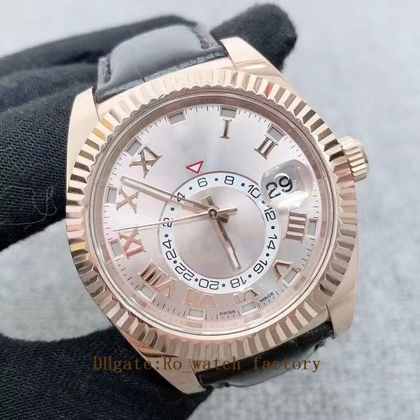 

mens watch super quality automatic movement 42mm 326135 leather rubber rubber bands watches rose gold ceramic mechanical men's wristwat, Slivery;brown