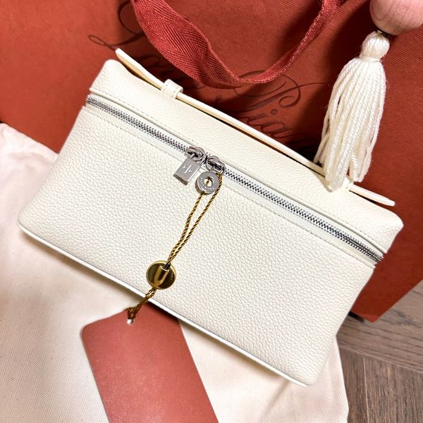 

extra pocket l19 loro piana clutch bag womens mens genuine leather cosmetic cross body luxurys designer toiletry makeup lady totes handbag s