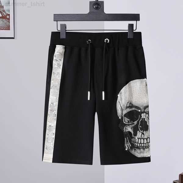 

designer beach shorts men crystal skull drawstring relaxed homme lovers black fashion clothes print man women summer casual running man shor, White;black