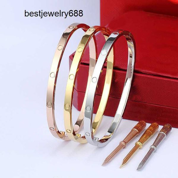 

4mm thin 6th titanium steel designer women men love bracelet bangles silver rose gold screw screwdriver nail bangle bracelet couple jewelry, Black