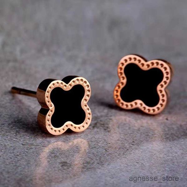 

stud women 18k rose gold earrings fashion design jewelry gift black green white red leaves ear charm never fade r230619, Golden;silver