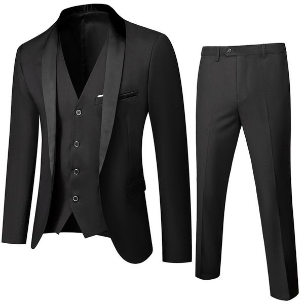 

men wedding suit prom dress jacket+pants+vest men suit set slim fit tuxedo male blazer customized british style groom clothing, White;black