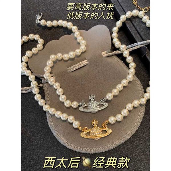 

designer necklaces original western empress dowager classic planet necklace with meat label and yellow beads, Silver