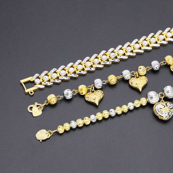 

jxx yellow brass bangle bracelet tennis heart 24k gold plated bracelets, Silver