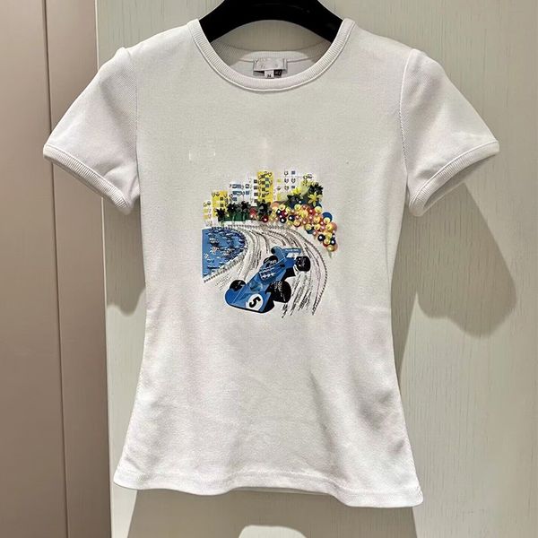 

fashion designer t-shirts for women with car pattern summer white 22951, Black