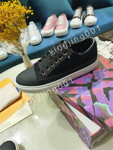 

2023 new luxury designer stripe casual shoes fashionable leather lace-up tennis shoe fabric low canvas sports men women, Black