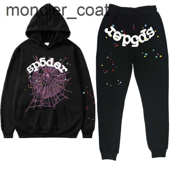

men's hoodies sweatshirts sp5der autumn and winter sportswear sports suit sweatshirt men's fleece casual pants sports men's p, Black