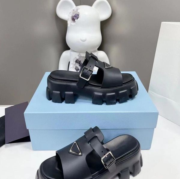 

designer foamed rubber slipper fashion leisure monolith sandal women geared gladiator platform sandals black white women luxury thick-soled
