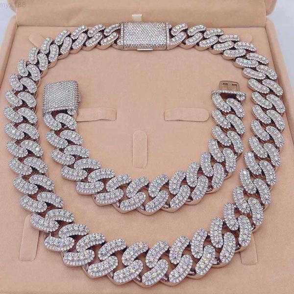 

gra certificated 20mm thick heavy vvs moisasnite diamond link cuban chain, Silver