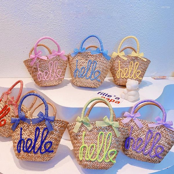 

evening bags fashionable wheat straw for girls sweet holiday outdoor seaside beach bag summer handmade woven small handbag