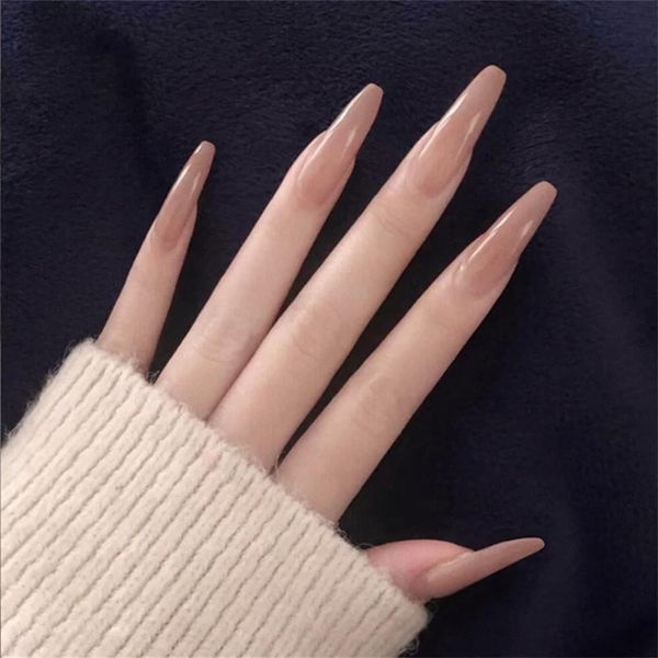

2021 fashion 24pcs/set false nail tips matte full cover long ballet fake nails with glue nailart french manicure tools
