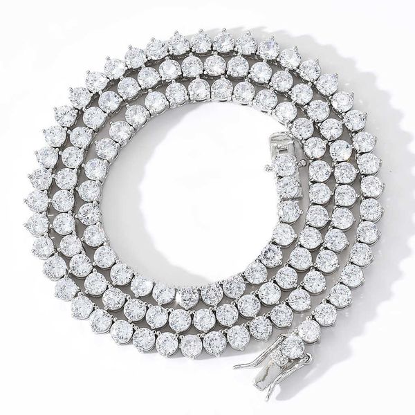 

wholesale hip hop jewelry white gold plated iced out thick cuban chain tennis diamond link for men necklace, Silver