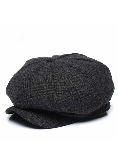 

berets 2021 thickened wool tweed octagonal hat dad winter felt newsboy cap male leisure ivy caps man big size beret 5658cm 5860cm z0616, Blue;gray