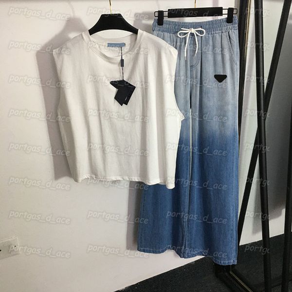 

women denim pants set casual sleeveless tanks charming lady girls jeans, Black