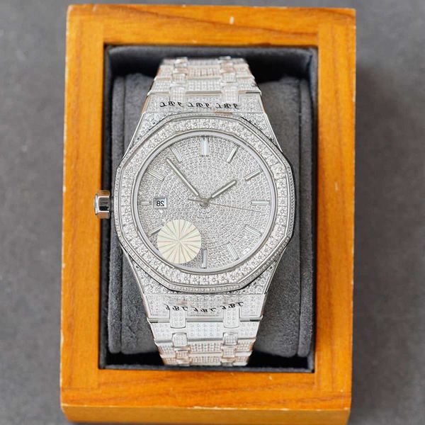 

2022 wristwatches handmade of diamonds watch mens automatic mechanical watch 40mm with diamond-studded steel 904l sapphire ladi businsol4r, Silver