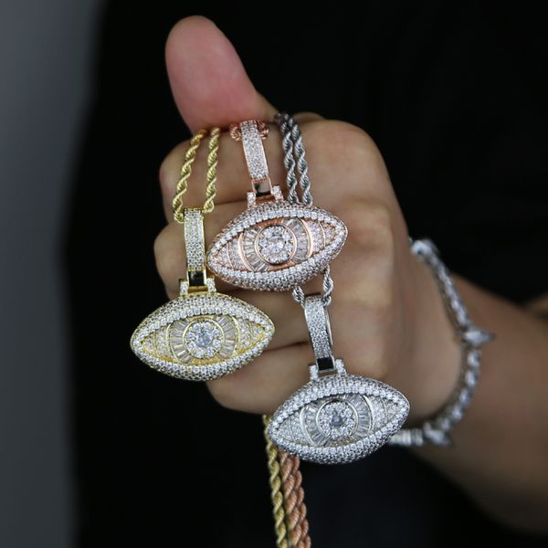 

new eye shape pendant necklace women mens iced out hip hop rose gold color jewelry couple gift, Silver