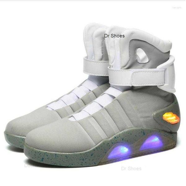 

boots adults usb charging led luminous shoes for men's fashion light up casual men b back to the future glowing man sneakers ship, Black