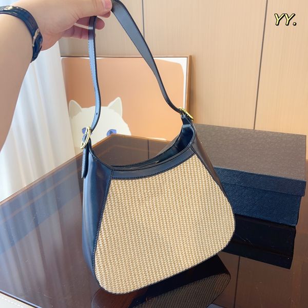 

bohemian style and unique design beach armpit bag straw patchwork bucket bag personality casual niche single shoulder crossbody bag