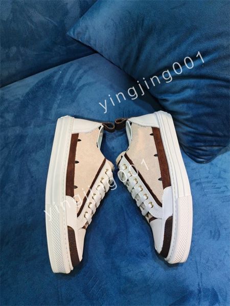 

2023 designer stripe casual shoes fashionable leather lace-up tennis shoe fabric low canvas sports men women, Black