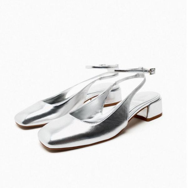 

mary jane female shoes 2023 new silver comfortable mid heel shoes sandals square head ankle buckle strap casual sandals, Black