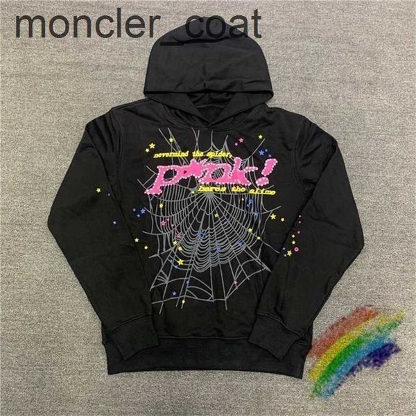 

mens hoodies sweatshirts mens hoodies sweatshirts puff print sp5der young thug 555555 angel hoodie men women 1 heavy fabric spider web sweat, Black