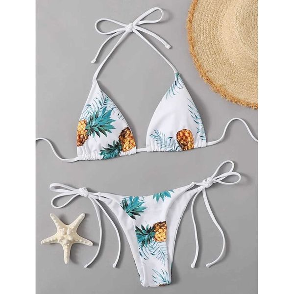 

women's swimwear pineapple printed women swimsuit ladies bikini threepoint bikinis female bathing suits swimming suit for women z0613, White;black