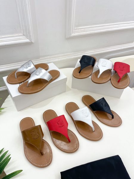 

2023 designer women flat slippers triomphe ce embellished lins leather sandals open toes thong summer shoes womens girls holiday flats scuff, Black