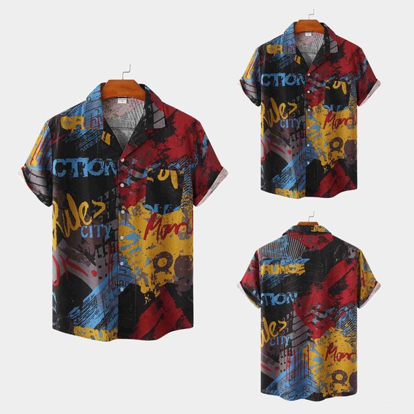 

men's casual shirts youth beach shirt trend hawaii linen short sleeve xh00, White;black