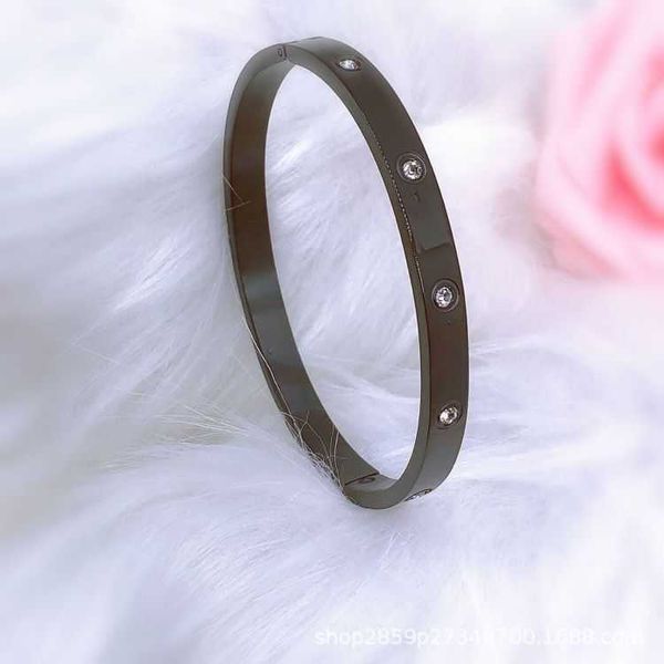 

original card titanium steel bracelet ten diamond fashion popular network red trend versatile jewelry63ed, Black