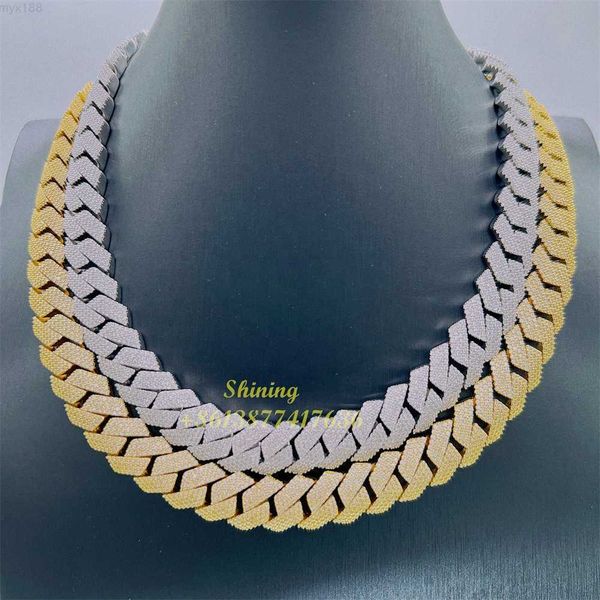 

luxury men jewelry necklace 18mm 4 rows moissanite diamond iced out cuban link chain, Silver