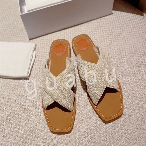 

designer luxury women sandals summer cross woven roman slippers with wool, Black