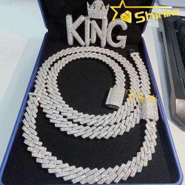 

ready to ship 10mm cuban chain vvs moissanite 925 sterling silver ice out diamond men's bracelet necklace