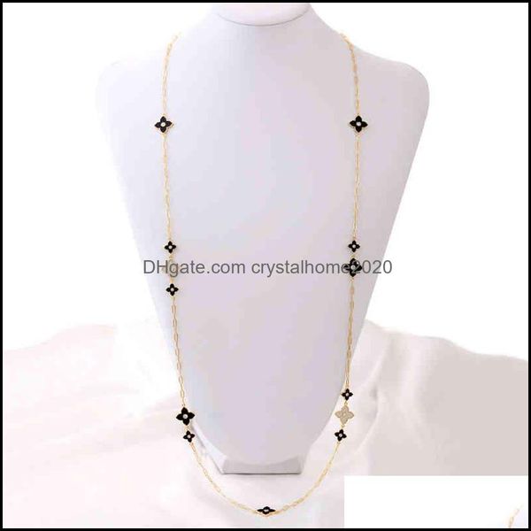 

pendant necklaces oyb korean fashion fourleaf clover long necklace ol style chain female office flower sweater drop delivery 202 otizw, Silver