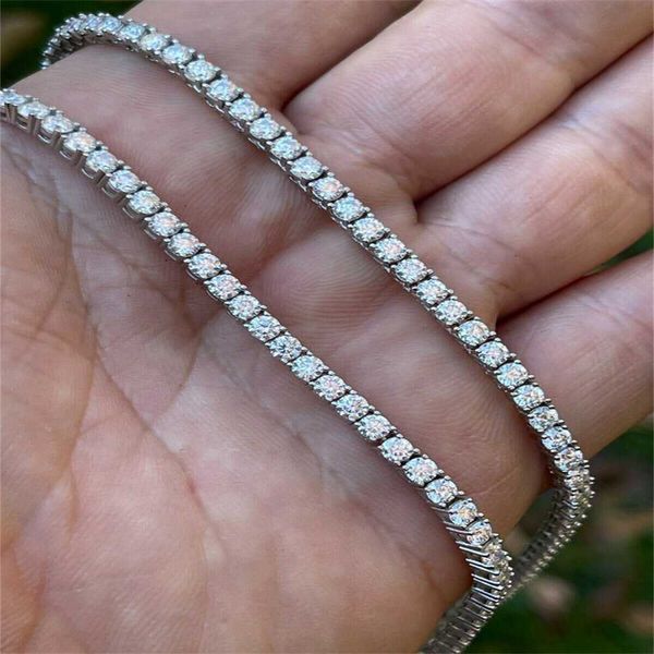 

925 sterling silver vermeil vvs diamond chains 3mm 4mm 5mm moissanite tennis chain iced out tennis bracelet moissanite chain