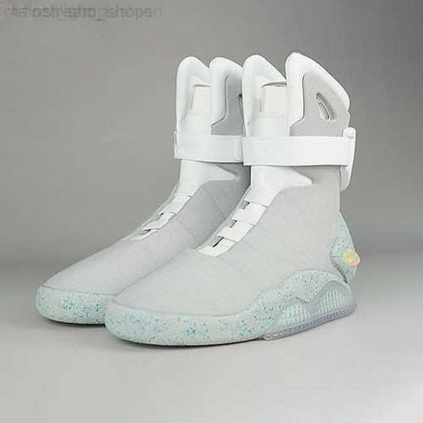 

limited sale automatic laces shoes air mag sneakers marty mcfly's led back to the future glow in the dark gray mcflys man us -13, Black