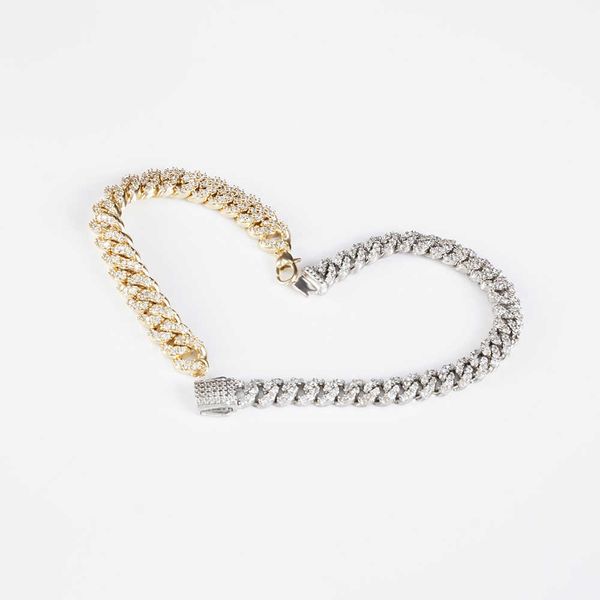 

9mm 18k gold ladies bracelet cuban link chain women anklet, Silver