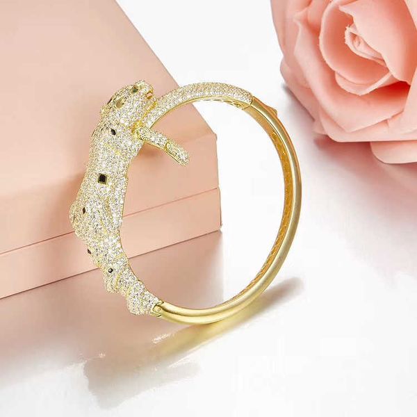 

original jxj. s925 sterling silver card excited leopard bracelet female fashion exaggerated handwearflg4, Black
