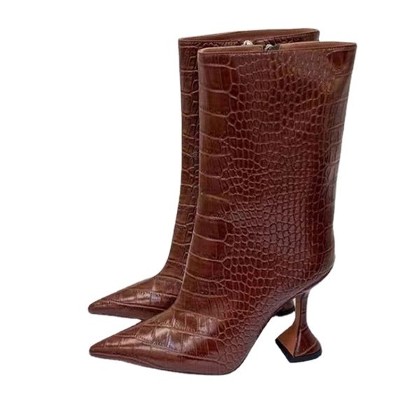 

ankle boots 2023 ins women knee high boots autumn and winter warm shoes for women fashion elegant party club footwear size 34-43, Black