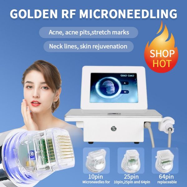 

gold rf microneedling machine stretch mark scar acne scarring remove face lifting body tighten radio frequency rf fractional microneedling m