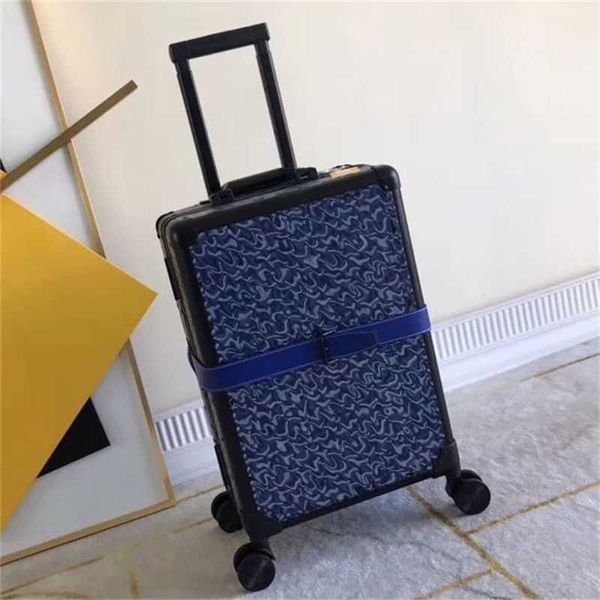 

luxury luggage trolley case suitcase canvas leather 360 degree rotative wheels women men luggage travel 20 inches universal wheel duffel bag