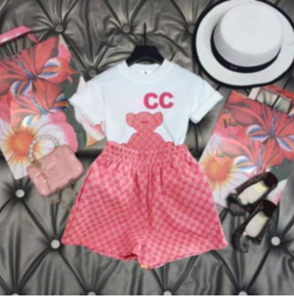 

luxury designer clothing sets kids t shirt pink camel shortst fashion british fashion brand summer childrens treasures and girls cotton two, White