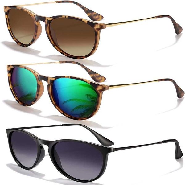 

sunglasses for women and men polarized uv protection fashion retro round mirror lens hp0p, White;black
