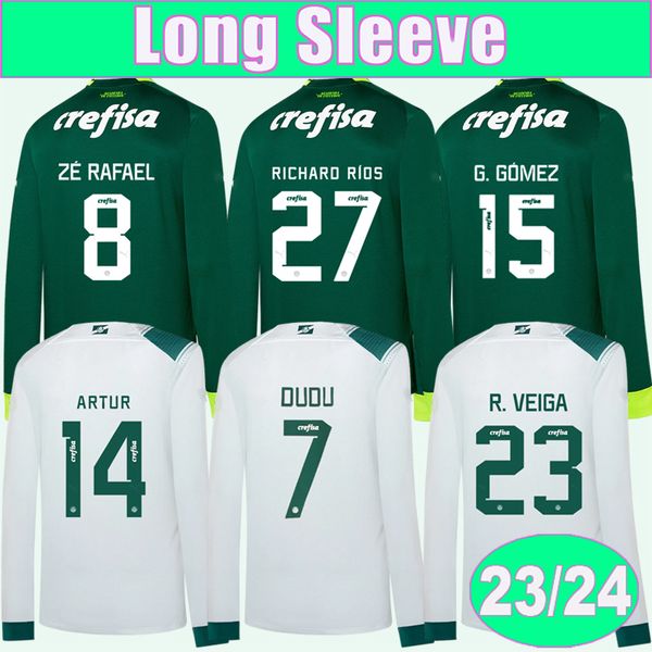 

23 24 palmeiras rony dudu mens soccer jerseys long sleeve breno lopes r.veiga deyverson atuesta ze rafael g.veron danilo r.navarro home away, Black;yellow