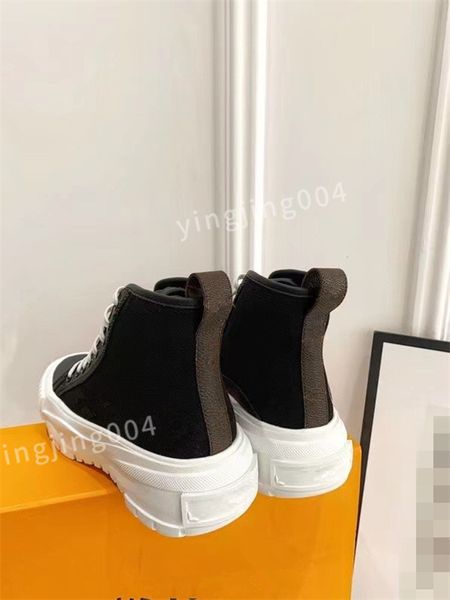 

2023 designer shoes women trainer sneaker multicolor classic retro thick sole elevated training shoe rubber canvas, Black