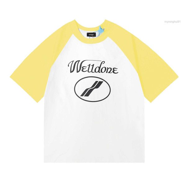 

welldone quality summer 2023 pure cotton tshirt simple men woman black short sleeve oneck loose casual we11done tee 6 i9ua, White;black