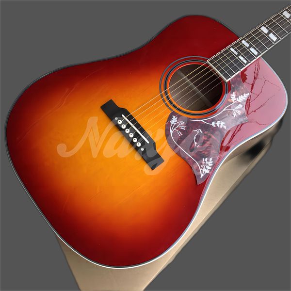 

41 handmade cherry red solid spruce type d acoustic guitar, bird electric guitar, ing