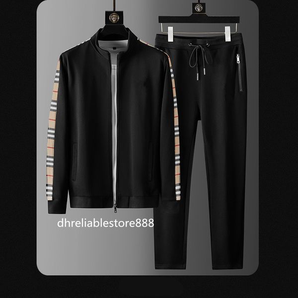 

fashion brands men's coat sweater suit bur ber cool casual sports baseball uniform trend cardigan two-piece set us size --4xl, Gray