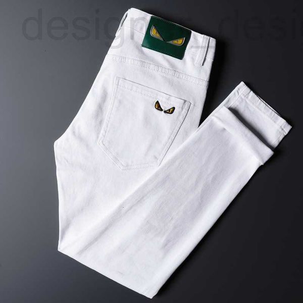 

men's jeans designer little 2022 spring autumn slim fit feet stretch summer winter versatile four seasons white vez7, Blue