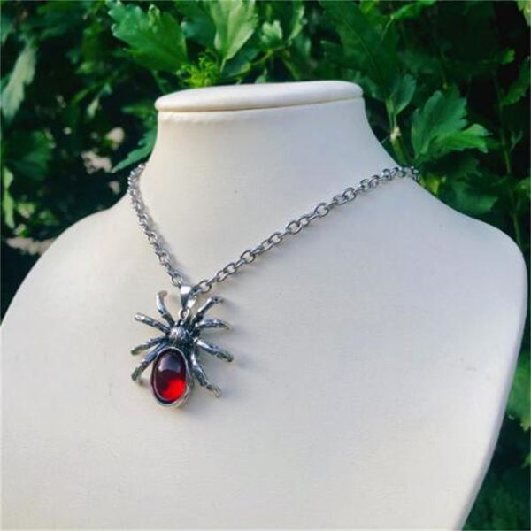 

european and american vintage crystal spider pendant necklace punk rock t animal choke circle men's gift party club jewelry ae937, Silver
