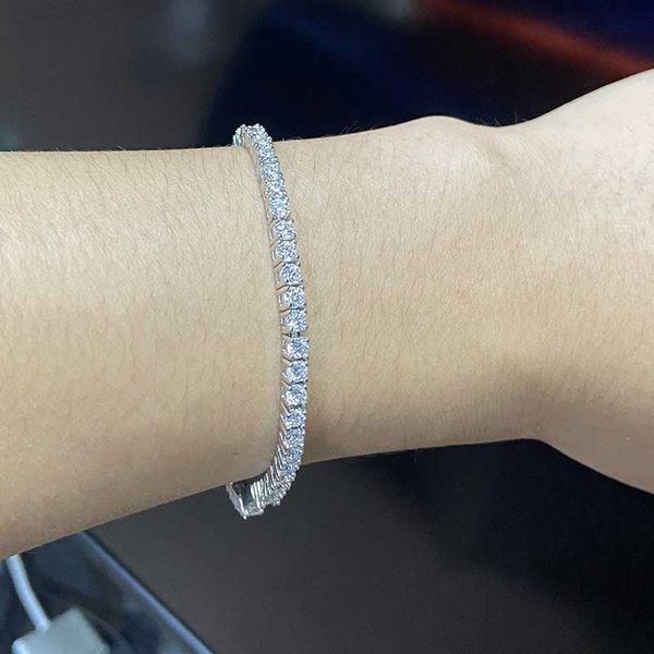 

925 sterling silver 10k 14k 18k gold tennis chain vvs moissanite prong setting 3mm moissanite tennis bracelet